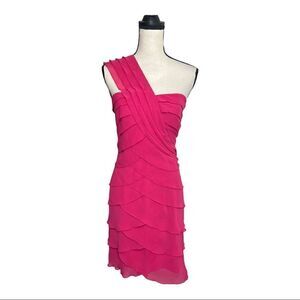 MAX & CLEO One Shoulder Ruffled Pink Dress. Size 4